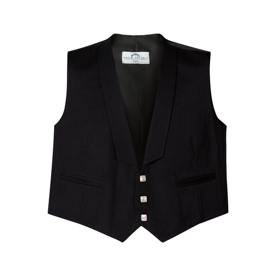 Men's Black 3 Button Prince Charlie Waistcoat - Clearance