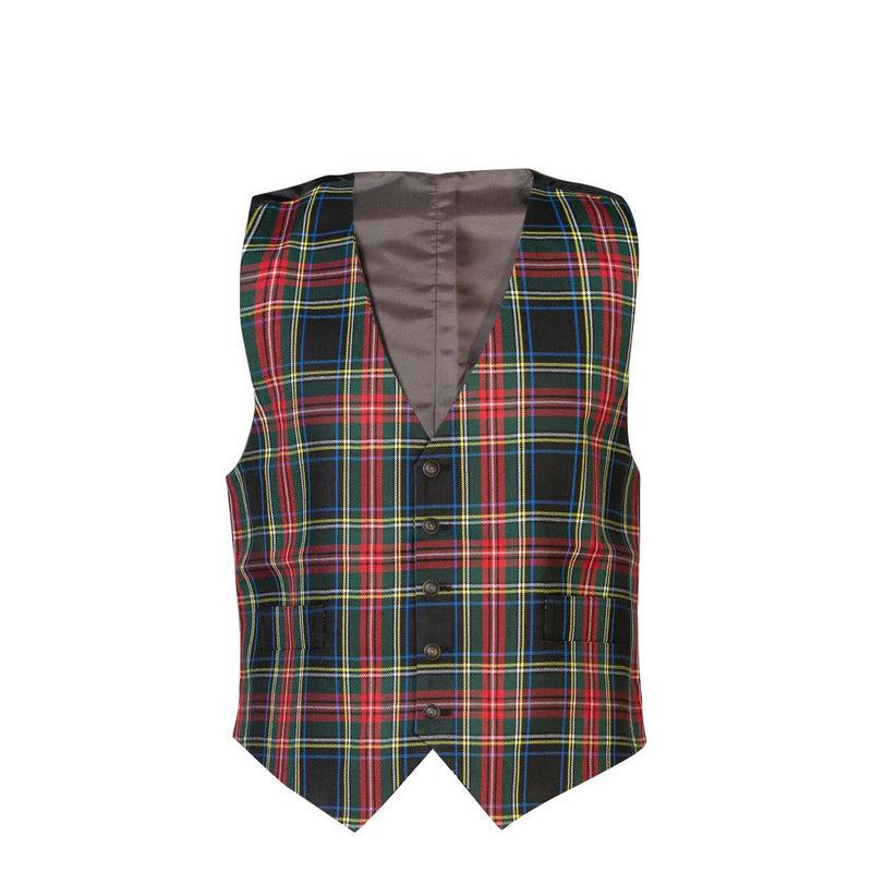 Gents Polyviscose Tartan Waistcoat - Black Stewart