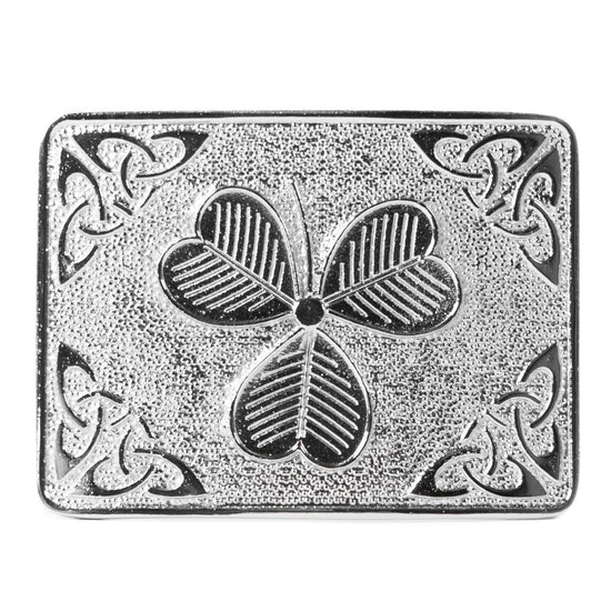 Shamrock Celtic Loop Knot Belt Buckle - Chrome Finish