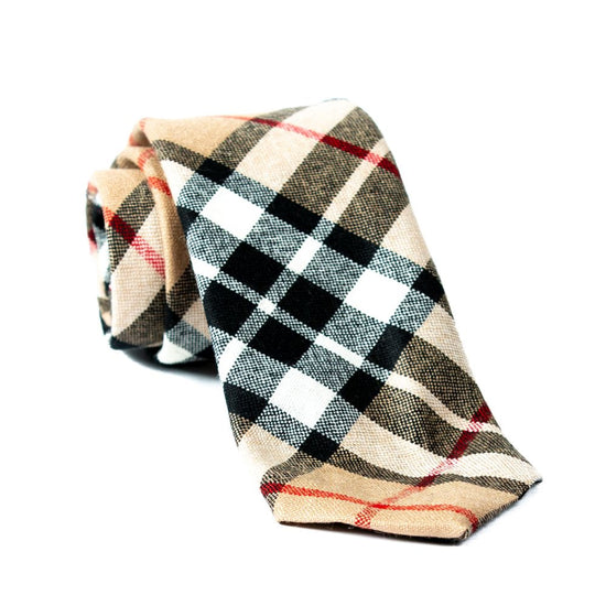 100% Wool Tartan Neck Tie - Thomson Camel Modern