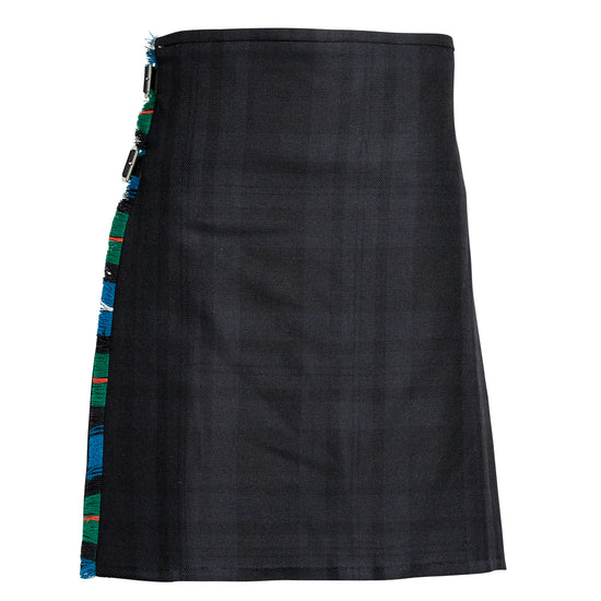 Clearance MTM Wool Kilt - 8 Yard - Black Isle/Robertson Hunting Ancient Contrast - Waist 34 Length 24