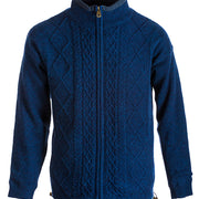 Mens Shetland Wool Zip Cardigan by Aran Mills - Dark Blue