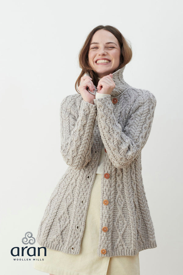 Super Soft Merino 3 Button Long Aran Cardigan — The Scottish and