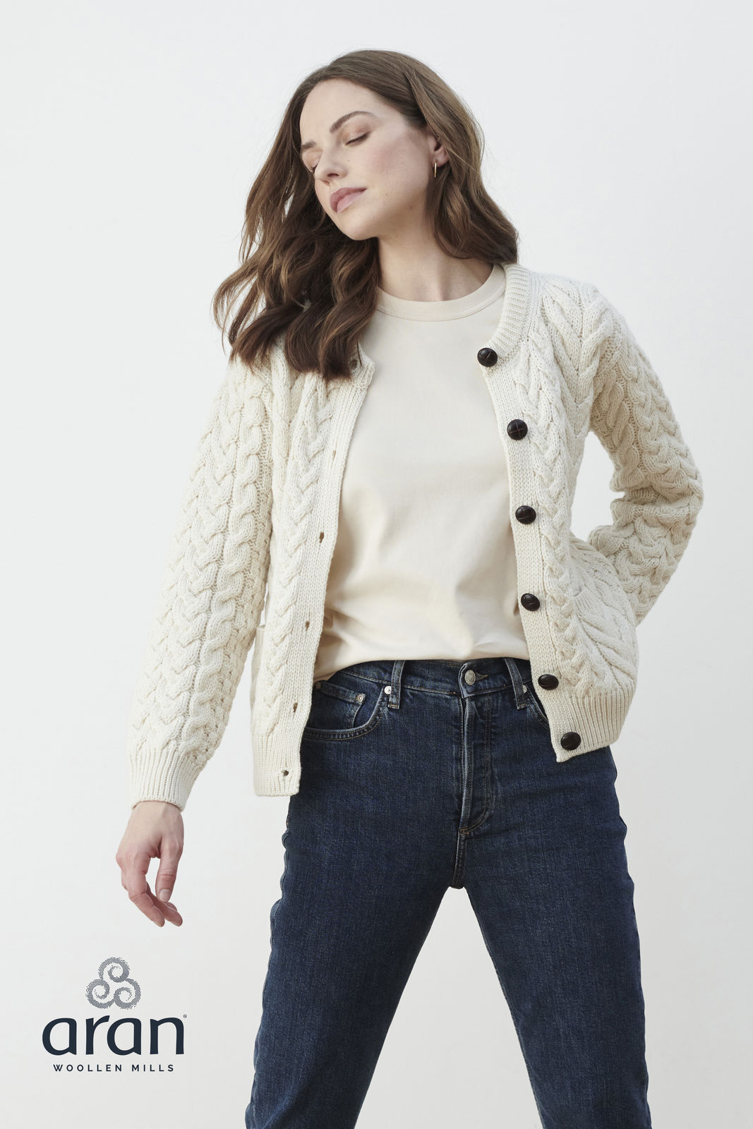 Cream hot sale aran cardigan