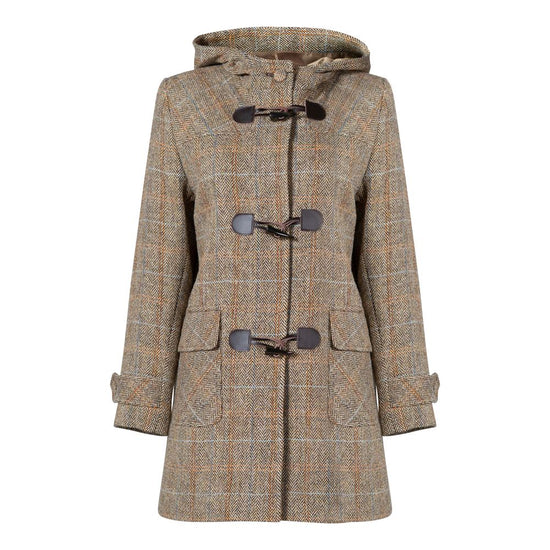 Ladies Harris Tweed Duffle Coat - Brown Herringbone