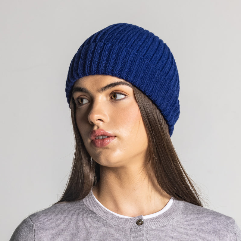 100% Cashmere Ribbed Unisex Beanie Hat by Isla Cashmere