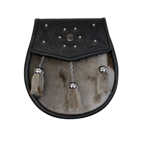 Semi Dress Circular Studded Sporran - Grey Sealskin