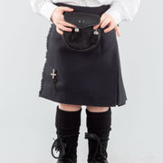 Plain Black Polyviscose Kids Kilt