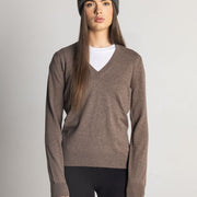 Isla Women's Scottish Made Cashmere V-Neck Jumper - Brown