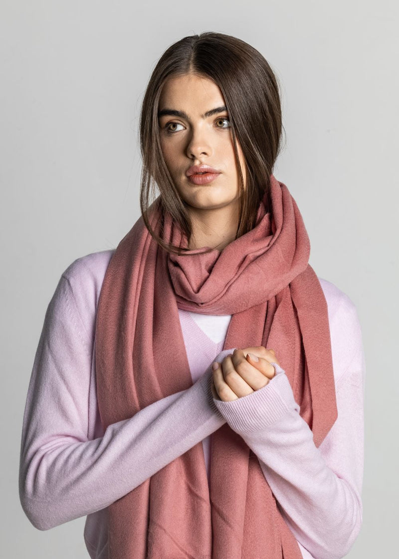 100% Cashmere Shawl - Rose Pink