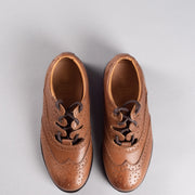 Kids Tan Leather Ghillie Brogues - CLEARANCE