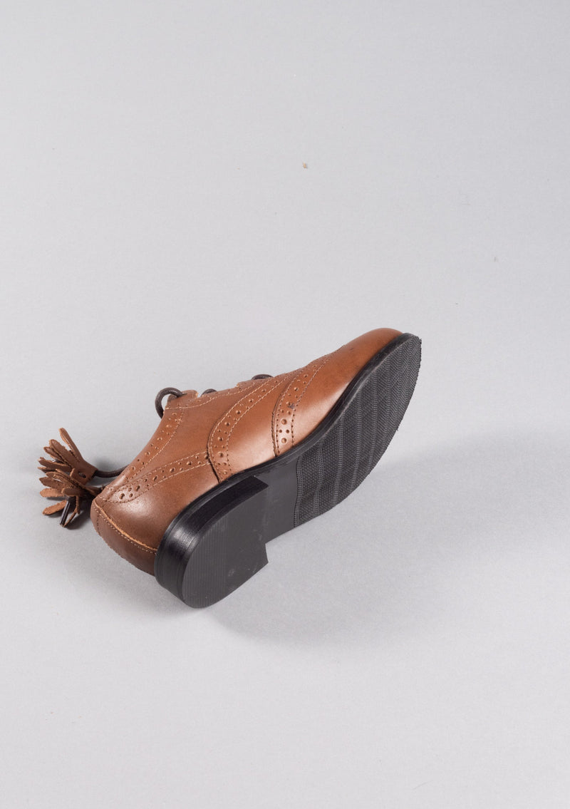 Kids Tan Leather Ghillie Brogues - CLEARANCE