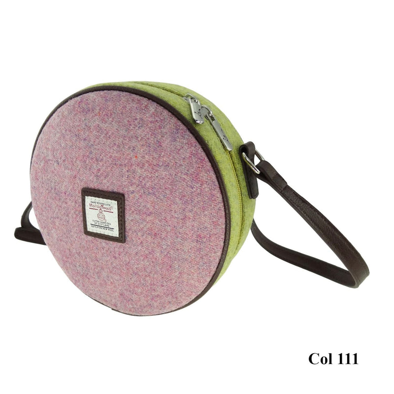 Harris Tweed Round Bag - Bannock - Pink and Green Contrast