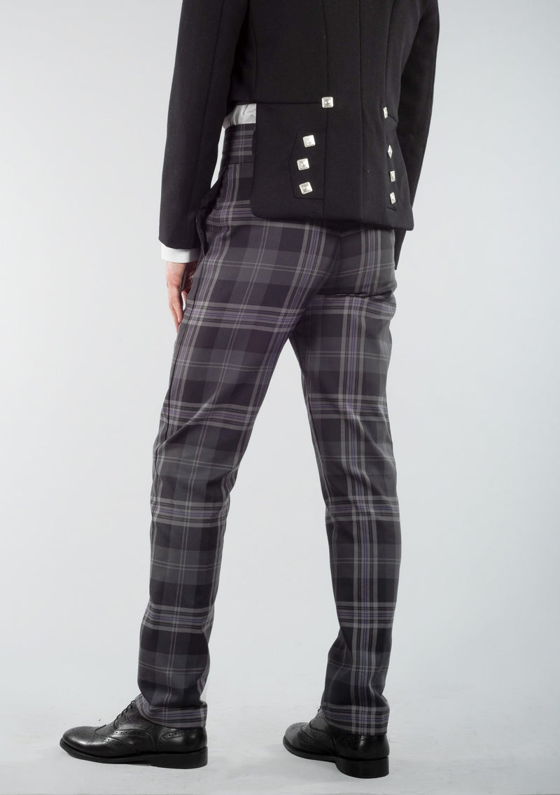 Men's Polyviscose Tartan Trews - Persevere Flint Grey