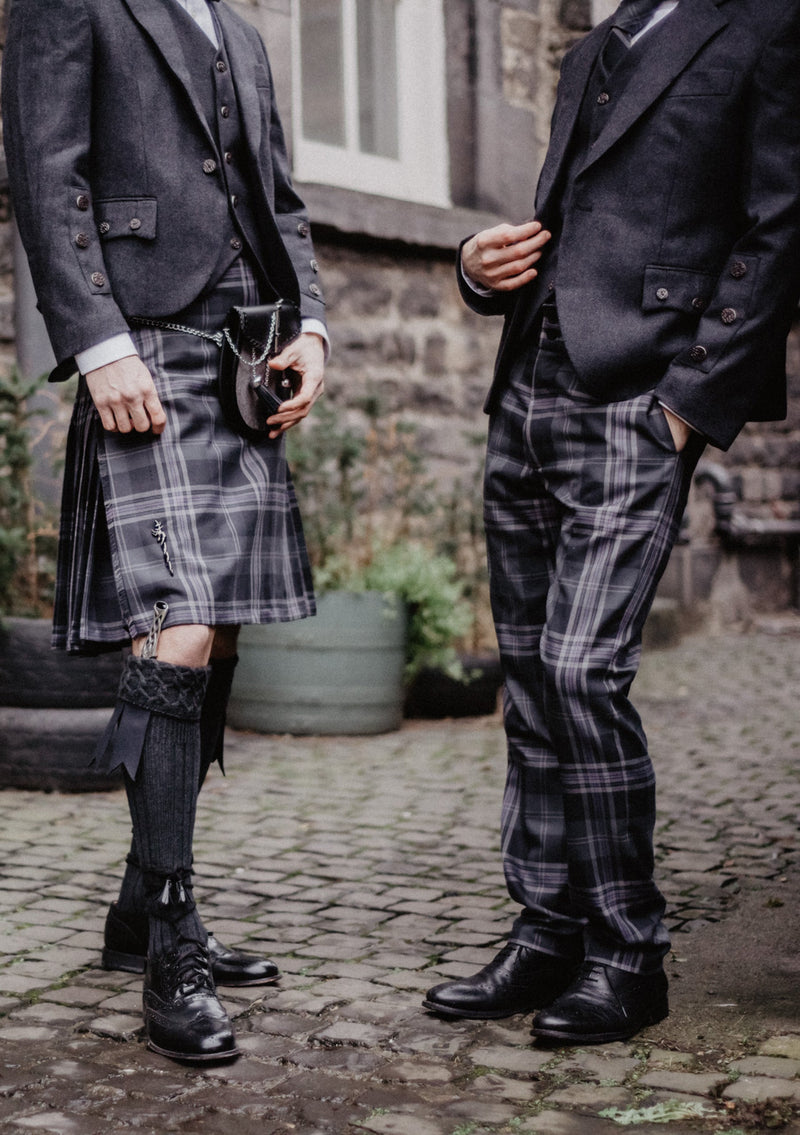 Men's Polyviscose Tartan Trews - Persevere Flint Grey