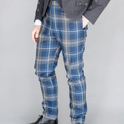 Men's Polyviscose Tartan Trews - Persevere Moss Navy