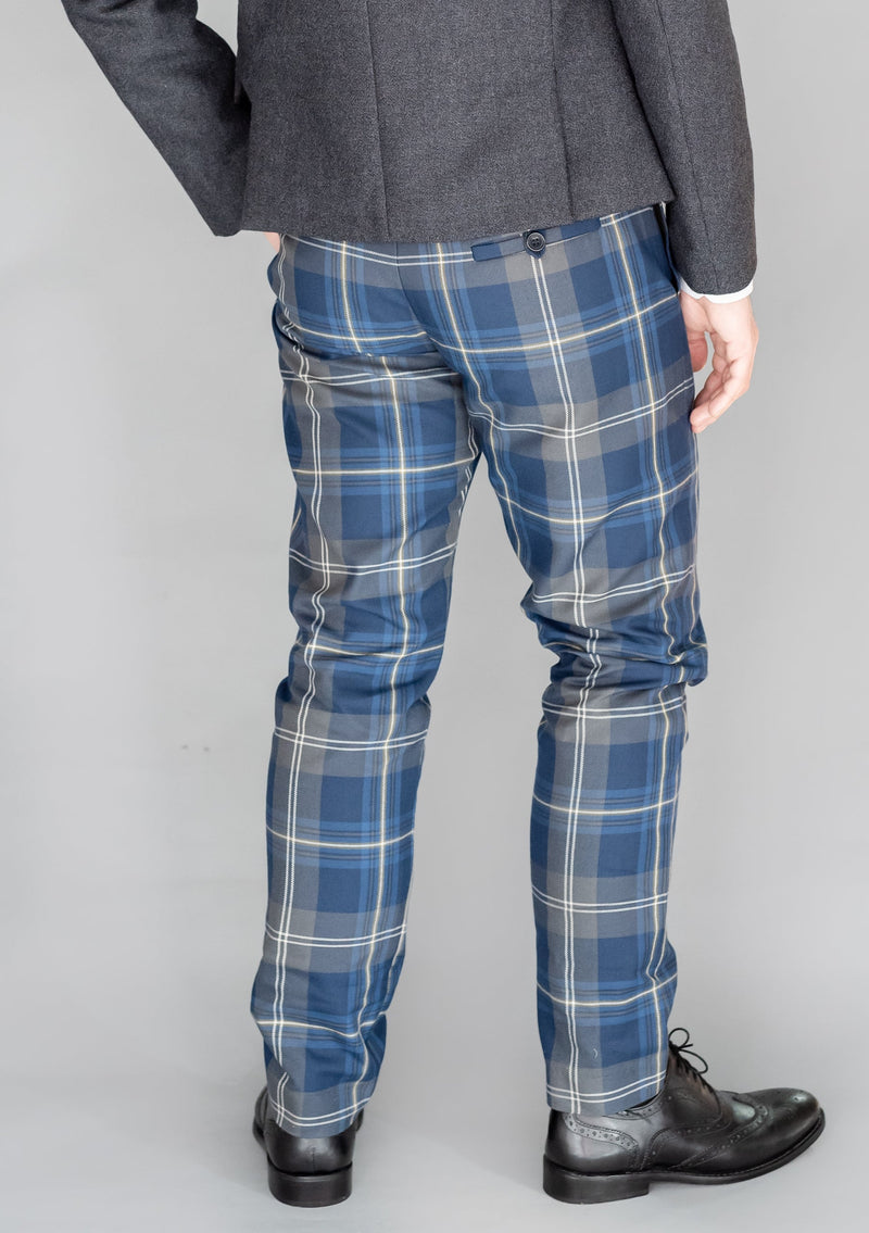 Men's Polyviscose Tartan Trews - Persevere Moss Navy