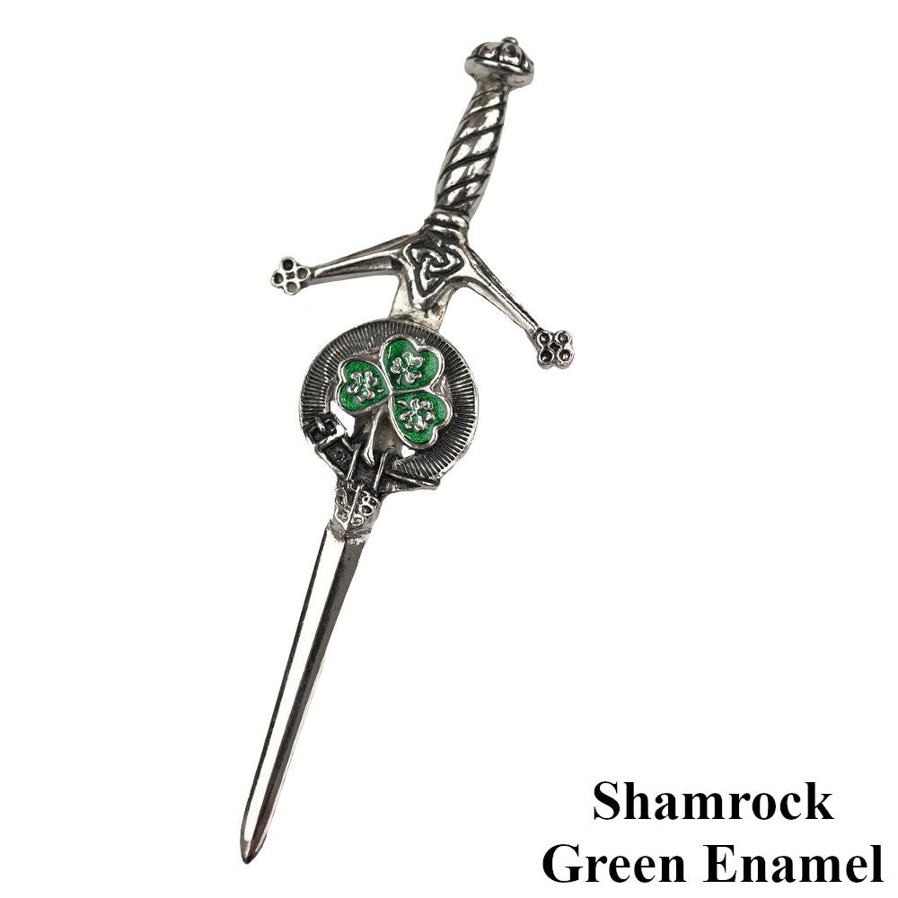 Crest Kilt Pin - Shamrock (Green Enamel) | Scotland Kilt Co US