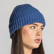 100% Cashmere Ribbed Unisex Beanie Hat by Isla Cashmere