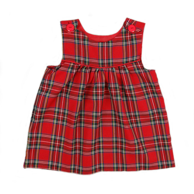 Girls Tartan Dress with Button Shoulder - Royal Stewart