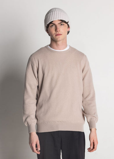 Isla Men's Scottish Made Cashmere Crew Neck Sweater - Beige