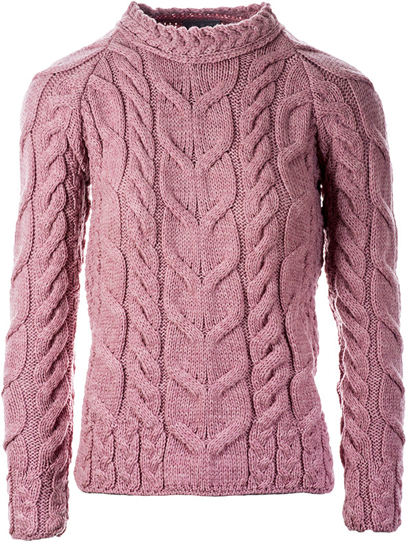 Women's Supersoft Merino Wool Plaid Weave Crew Neck Sweater by Aran Mills