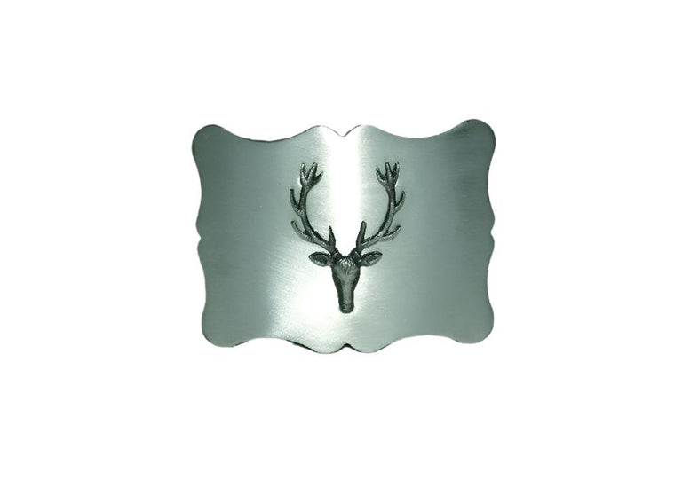 Stag Scalloped Shaped Belt Buckle - Antique Finish