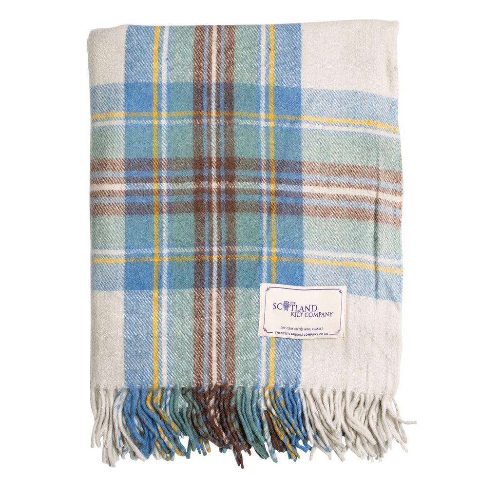 Wool Tartan Rug - Stewart Muted Blue | Scotland Kilt Co US