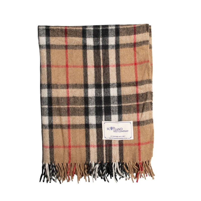 Wool Tartan Knee Blanket - 36'' x 59'' - Thomson Camel