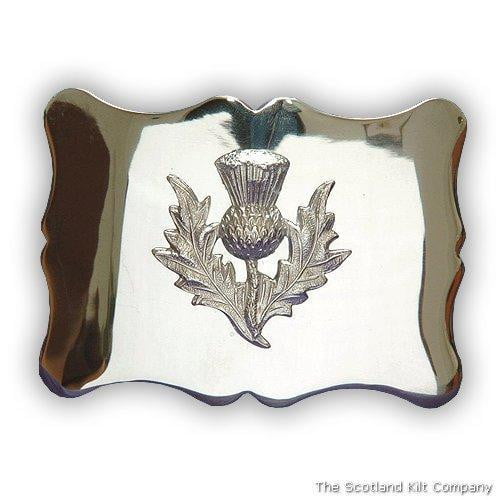 Thistle Scalloped Belt Buckle - Chrome Finish