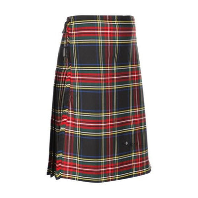 Men's Kilt, 8 Yard Polyviscose - Black Stewart