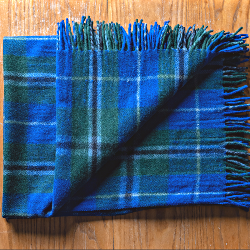 Wool Tartan Knee Blanket - 36'' x 59'' - Douglas Blue