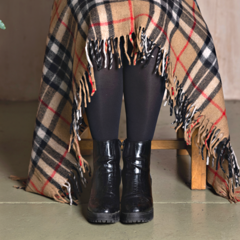 Wool Tartan Knee Blanket - 36'' x 59'' - Thomson Camel