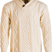 Men's Supersoft Merino Wool Button Finish Jumper by Aran Mills - Cream