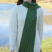 Merino Wool Long Cable Knit Scarf by Aran Mills - 4 Colours