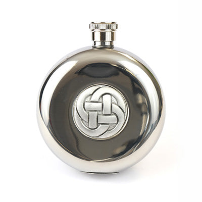 5oz Stainless Steel Hip Flask Set - Celtic Knot - Polished/Matt Finish