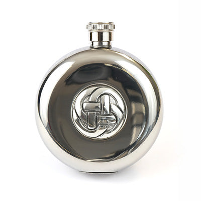 5oz Stainless Steel Hip Flask Set - Celtic Knot - Polished/Matt Finish