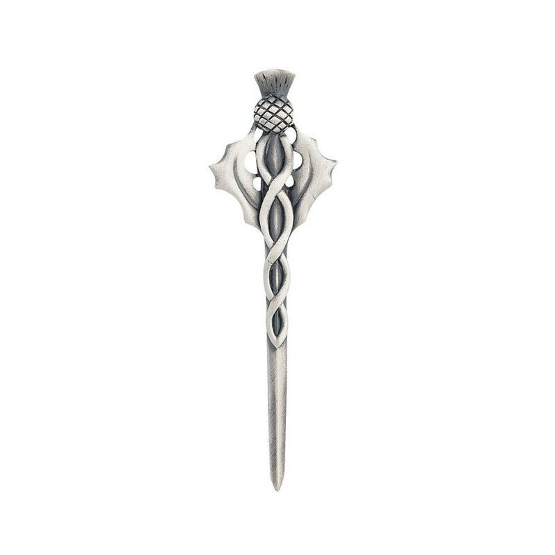 Entwined Thistle Pewter Kilt Pin - Matt