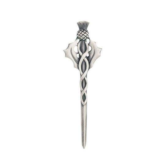 Entwined Thistle Pewter Kilt Pin - Matt