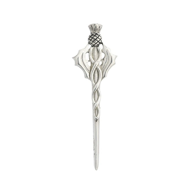 Entwined Thistle Pewter Kilt Pin - Polished