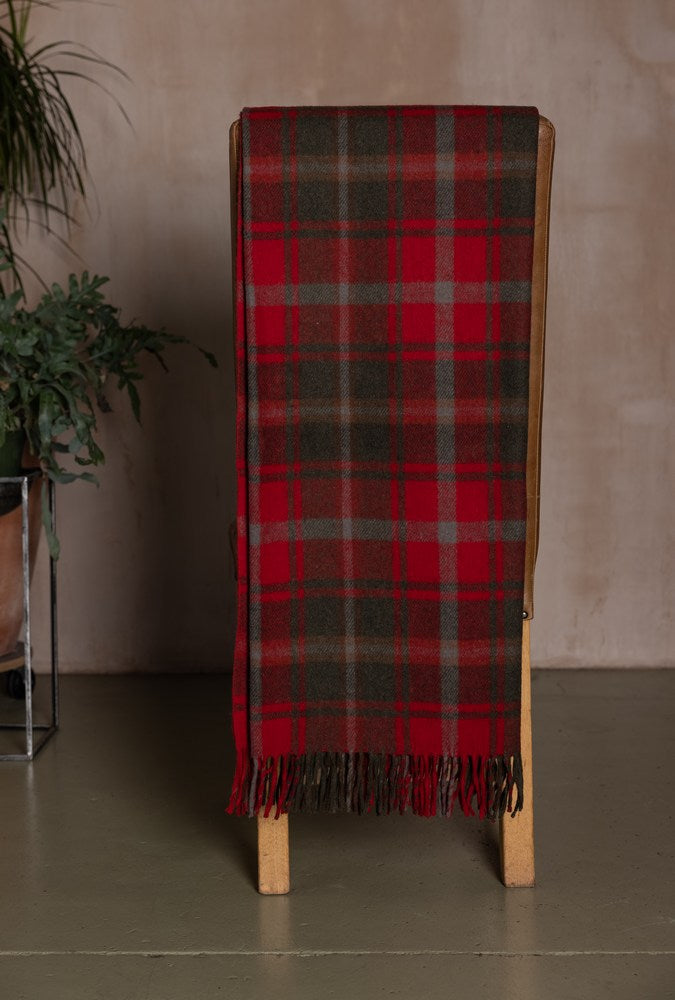 Wool Tartan Blanket - 60'' x 70'' - Dark Maple