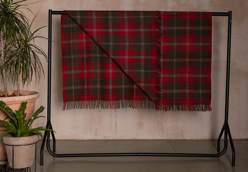 Wool Tartan Blanket - 60'' x 70'' - Dark Maple