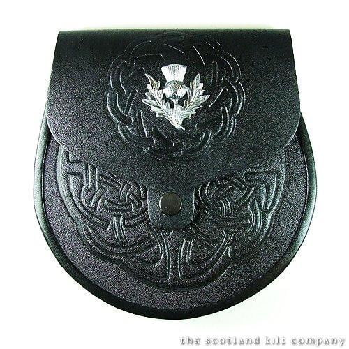 Thistle Crest Embossed Leather Sporran